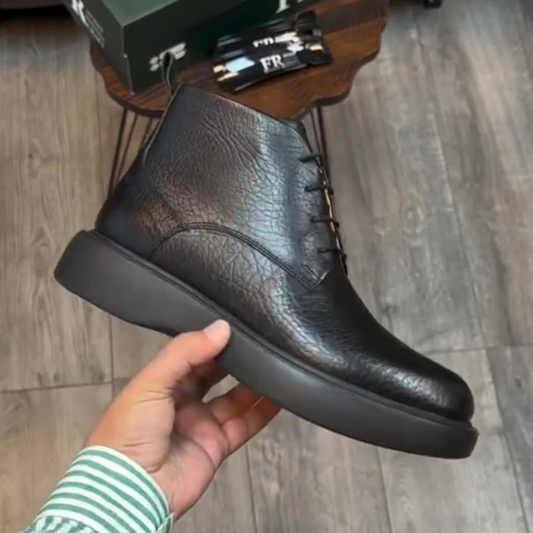 Botas en Cuero de Textura Rugosa para Hombre