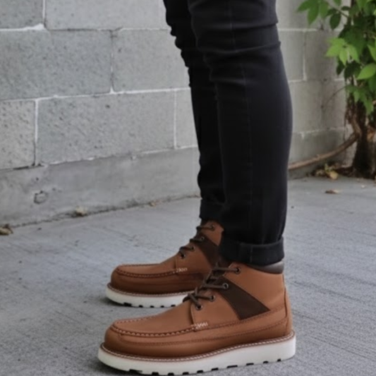 Calzado Estilo Bota Urbana en Cuero Genuino con Acabado Artesanal Para Hombre®