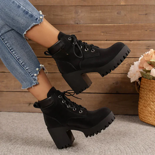 Botas de plataforma de cuero para mujer