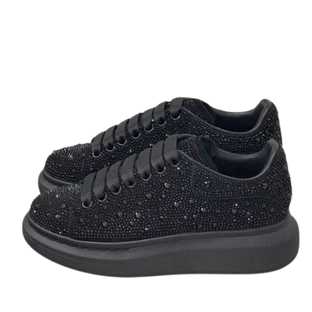 Zapatos cómodos con diamantes y suela alta