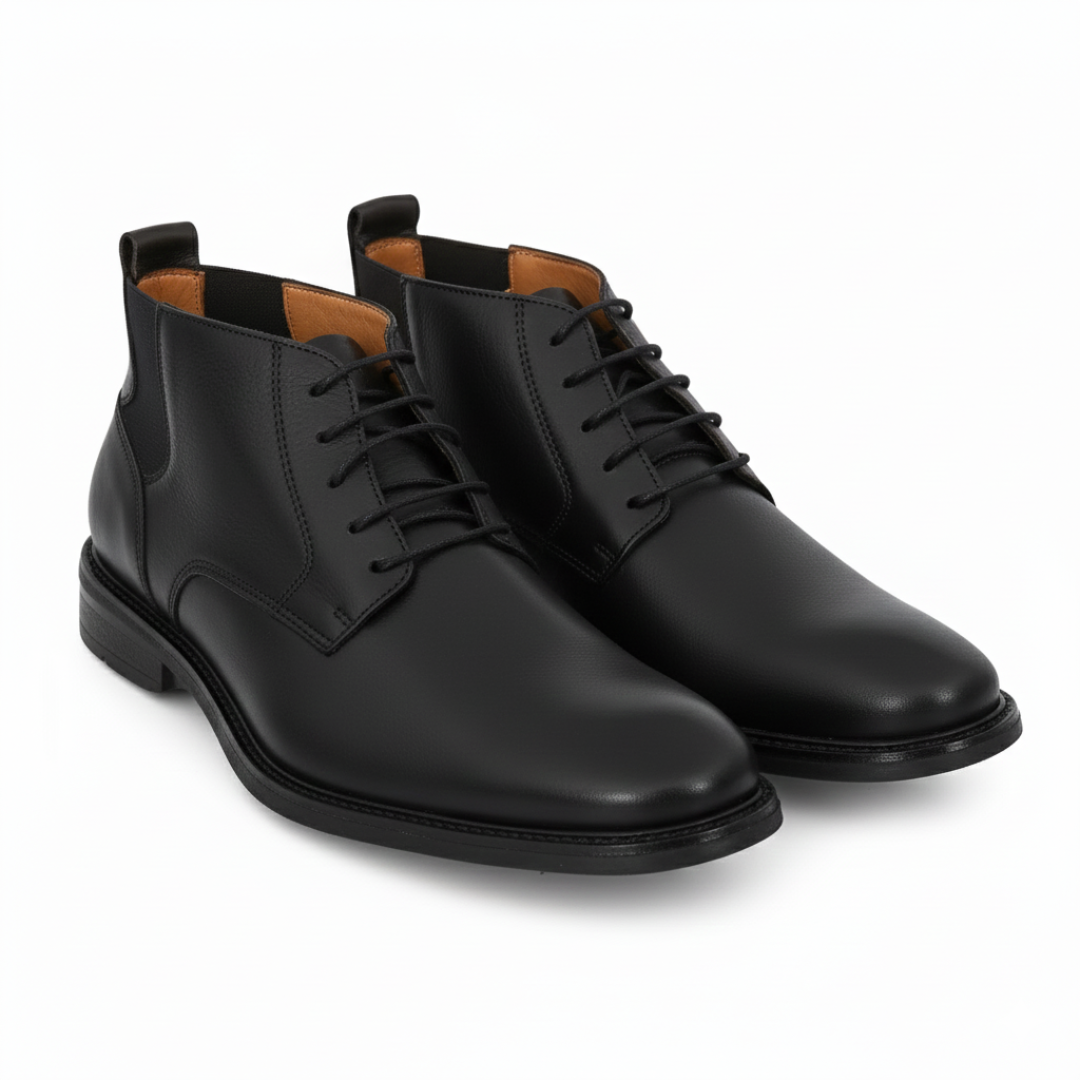 Bota de cuero con elástico lateral para hombre