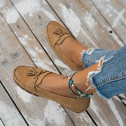 Suaves y cómodos mocasines de mujer estilo vintage con lazo