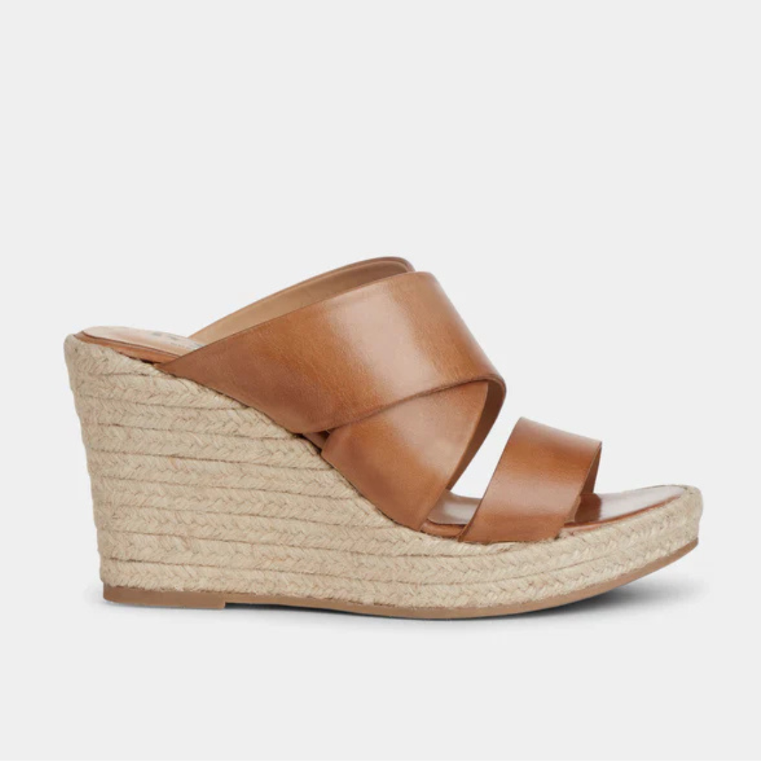 Sandalia de cuña para mujer con tiras cruzadas y plataforma de yute®