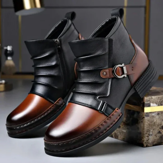 Botas de Caña Corta en Cuero Genuino para Hombre con Acabado Premium