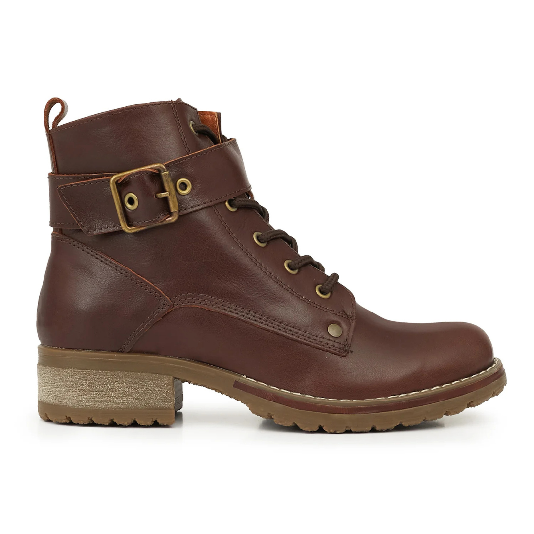 Bota de Media Caña de Cuero con Estilo Urbano Para Mujer
