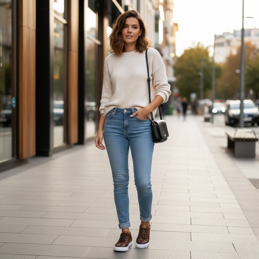 Zapatilla de  Cuero con Estilo Urbano para Mujer®