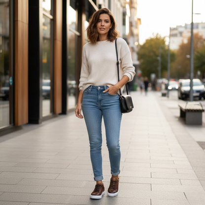 Zapatilla de  Cuero con Estilo Urbano para Mujer®