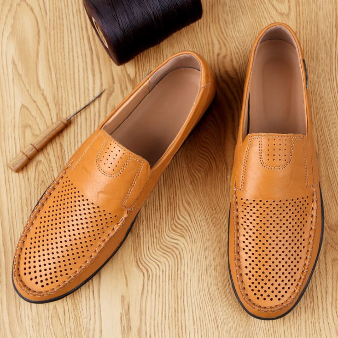 Mocasines casuales de cuero con diseño transpirable y suela ergonómica