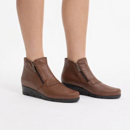Botín de Cuña en Cuero Natural para Mujer