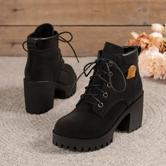 Botas de plataforma de cuero para mujer