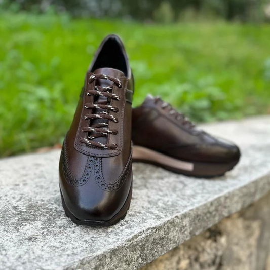 Zapatos deportivos casuales de cuero genuino retro para hombre