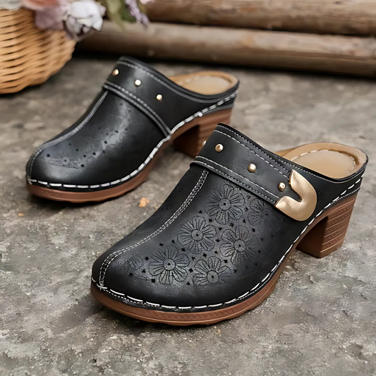 Sandalias de punta cerrada con tacón para mujer