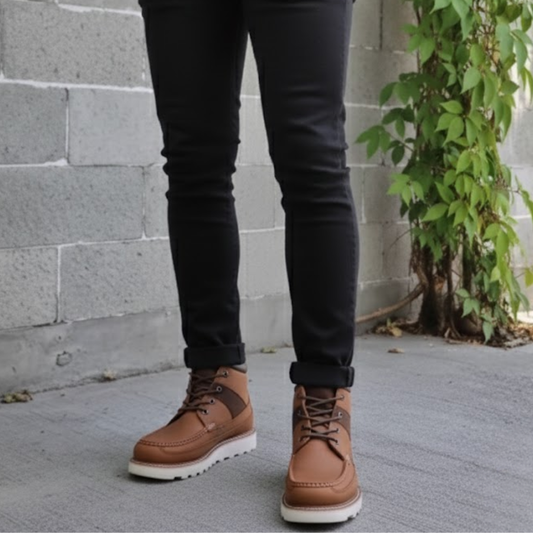 Calzado Estilo Bota Urbana en Cuero Genuino con Acabado Artesanal Para Hombre®