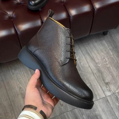 Botas en Cuero de Textura Rugosa para Hombre