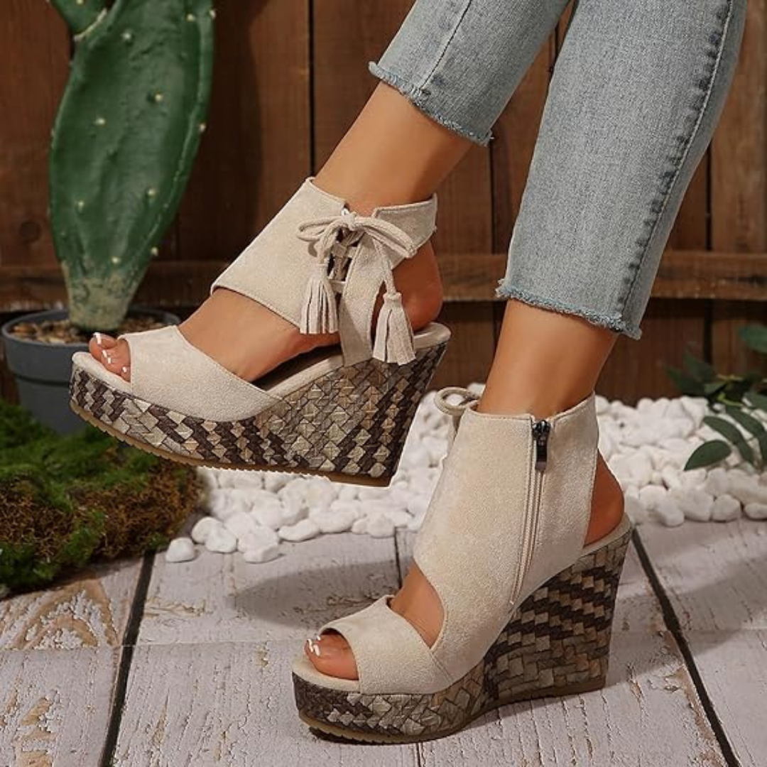 Sandalias de cuña con plataforma y punta abierta para mujer®