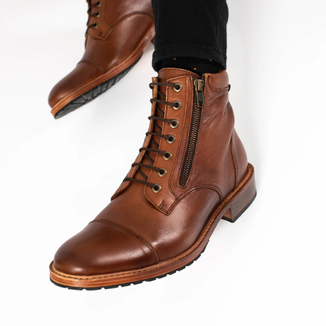 Botas casuales vintage con cierre ajustable para hombre
