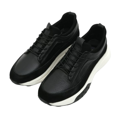 Sneakers de Piel Auténtica con Suela Elevada Para Hombre