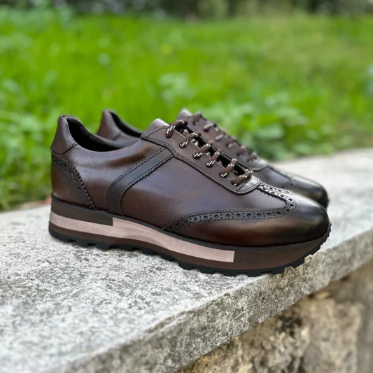Zapatos deportivos casuales de cuero genuino retro para hombre