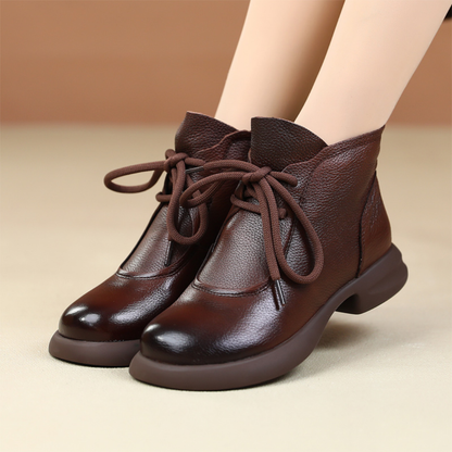 Botines de piel natural con tacón para mujer®