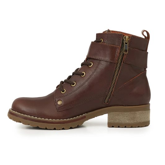 Bota de Media Caña de Cuero con Estilo Urbano Para Mujer