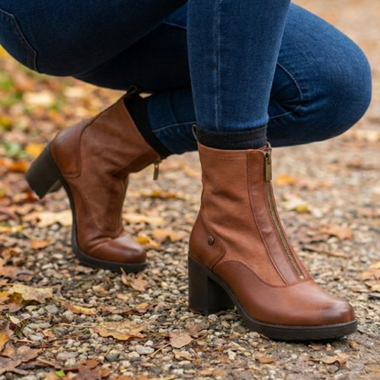 Botines de Tacón con Cremallera Frontal para Mujer®