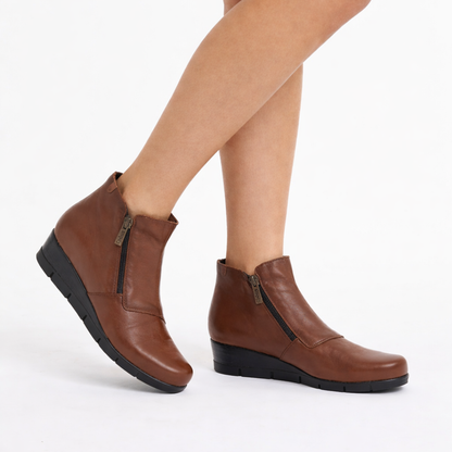 Botín de Cuña en Cuero Natural para Mujer
