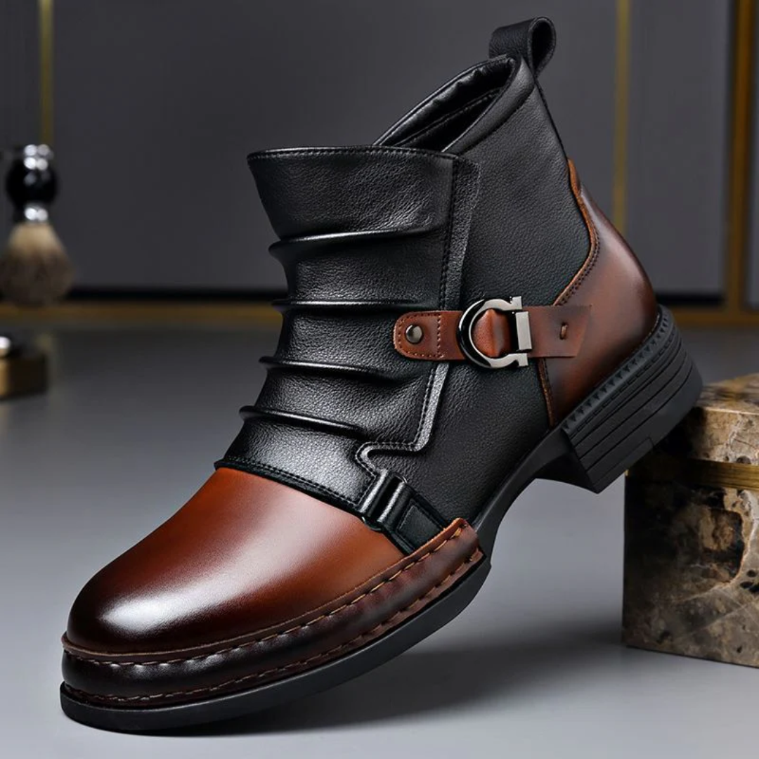 Botas de Caña Corta en Cuero Genuino para Hombre con Acabado Premium