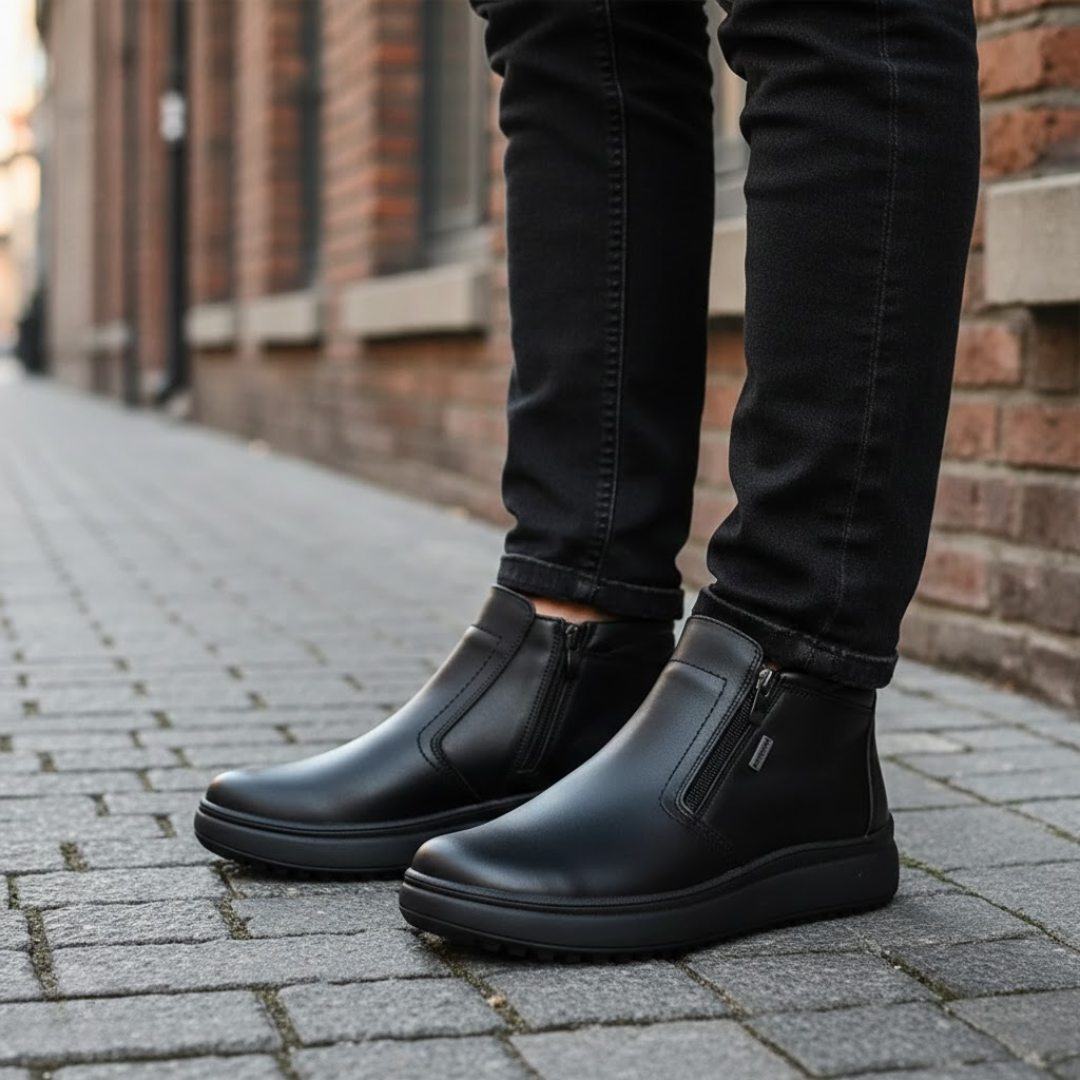 Botas de invierno de piel con cremallera para hombre®