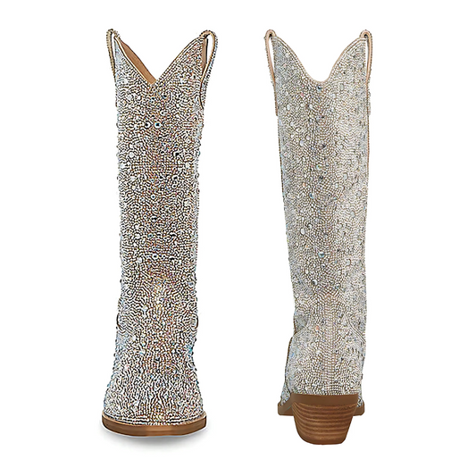 Botas brillantes de tacón para mujer