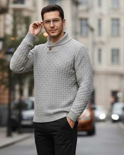 Prenda de Punto Premium con Cuello Elevado y Estructura Reforzada Para Hombre