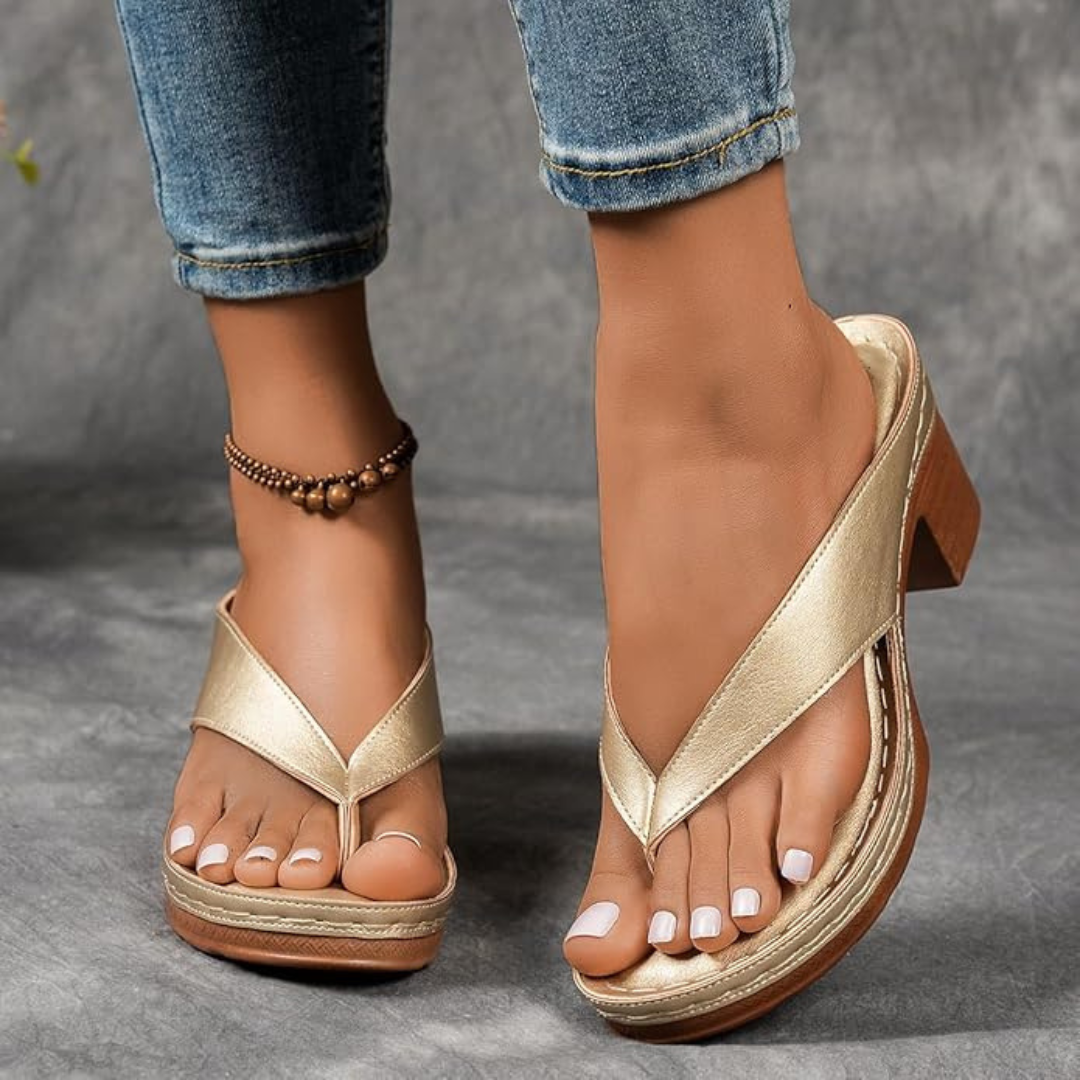 Sandalias de tacón grueso para mujer