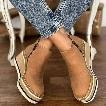 Botines con tacón de cuña y puntera redonda para mujer®