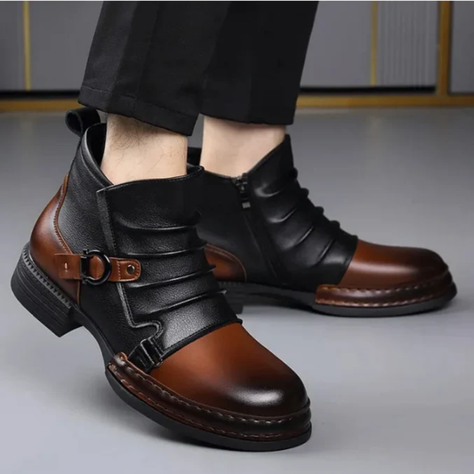 Botas de Caña Corta en Cuero Genuino para Hombre con Acabado Premium