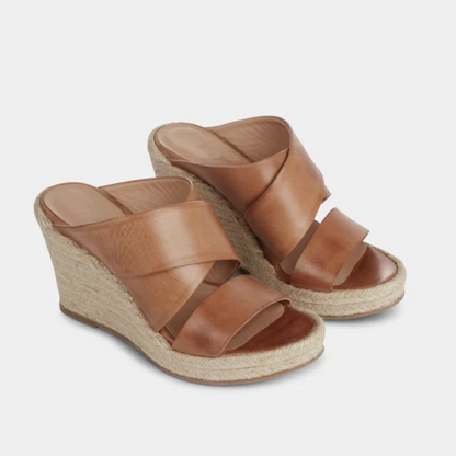 Sandalia de cuña para mujer con tiras cruzadas y plataforma de yute®