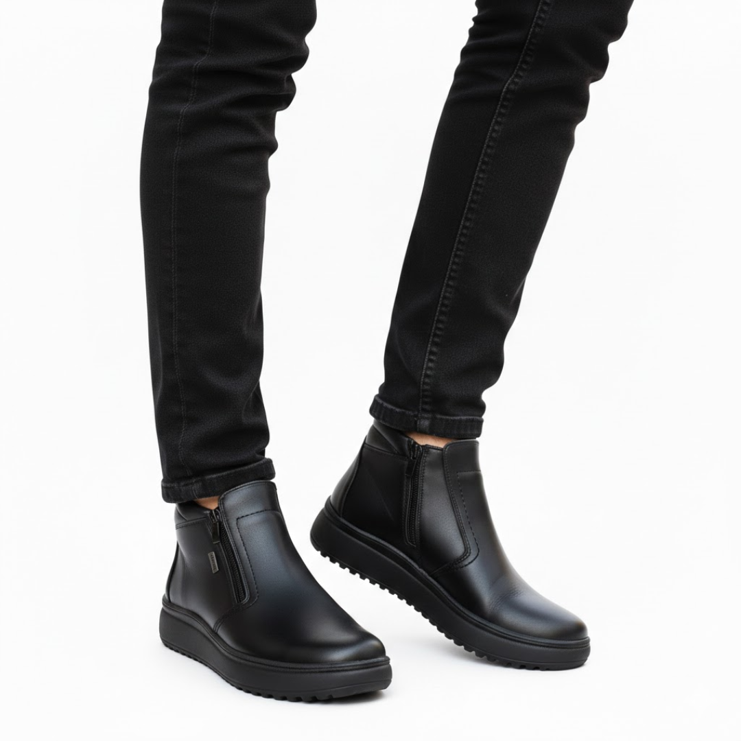 Botas de invierno de piel con cremallera para hombre®