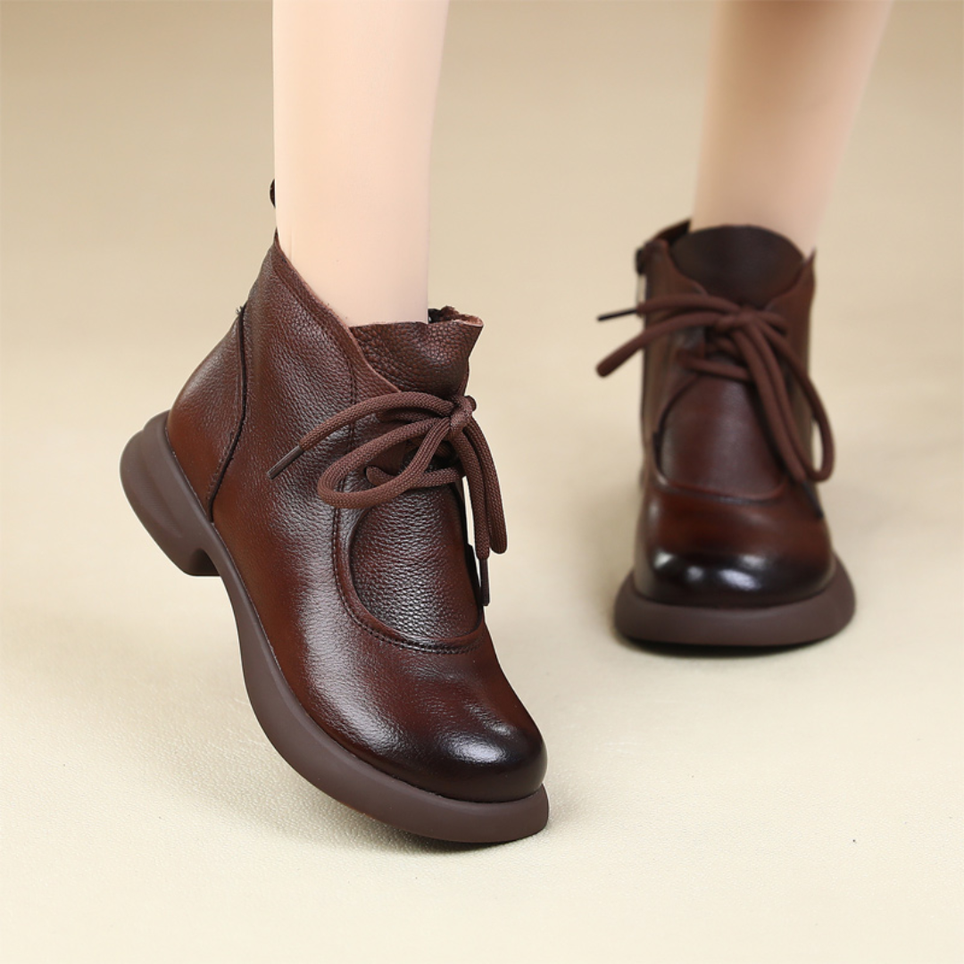 Botines de piel natural con tacón para mujer®