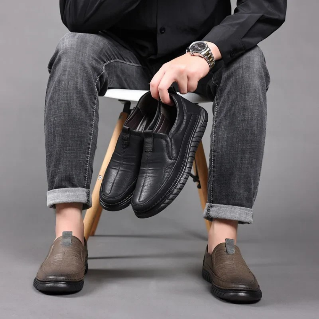 Mocasines de Piel Auténtica para Hombre con Diseño Clásico y Suela Antideslizante