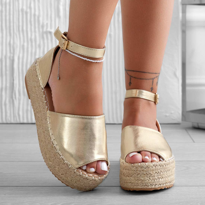 Sandalias Estilo Alpargatas y plataforma de yute