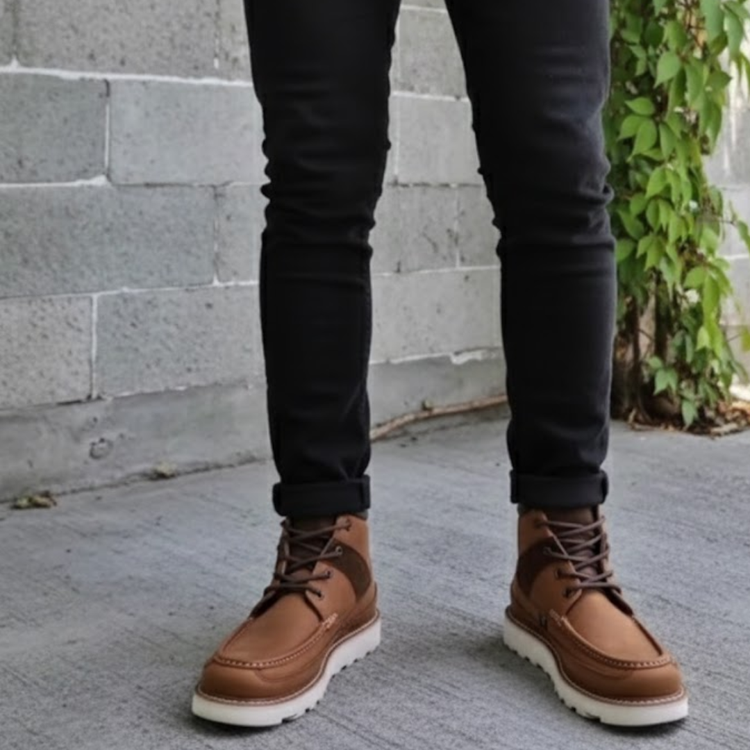 Calzado Estilo Bota Urbana en Cuero Genuino con Acabado Artesanal Para Hombre®