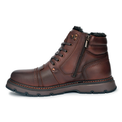 Botas de invierno para hombre de cuero auténtico marrón