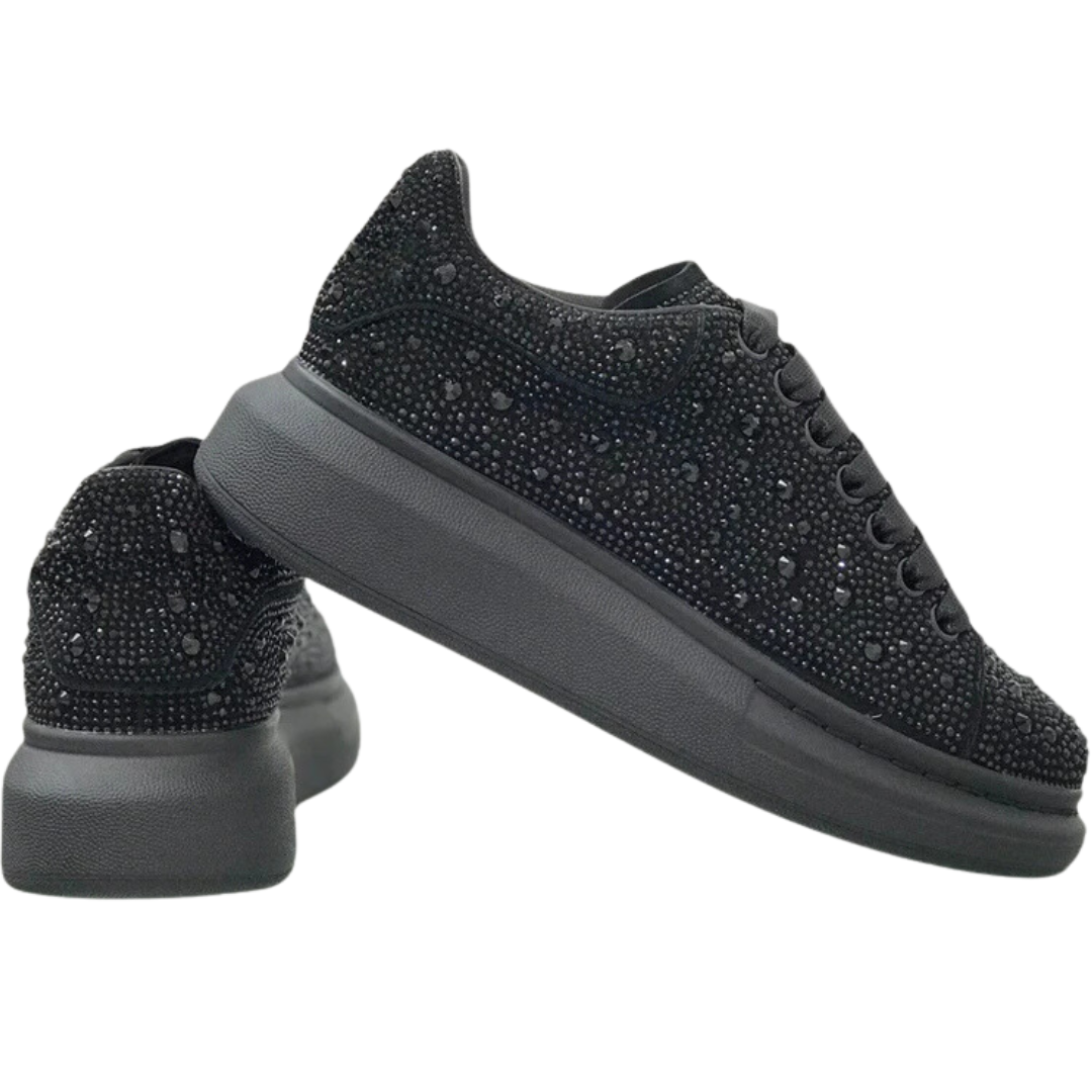Zapatos cómodos con diamantes y suela alta