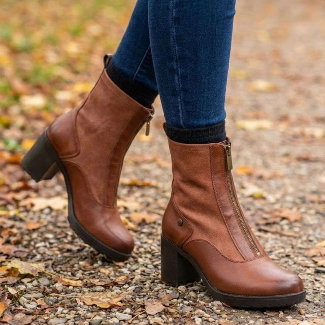 Botines de Tacón con Cremallera Frontal para Mujer®