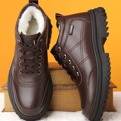 Zapatos de invierno de piel con suela de máxima adherencia para hombre