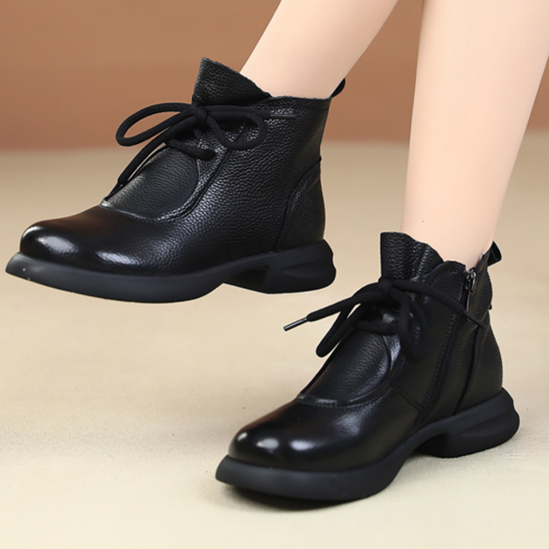Botines de piel natural con tacón para mujer®