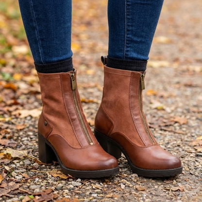 Botines de Tacón con Cremallera Frontal para Mujer®