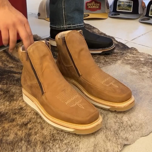 Botas Retro con Punta Cuadrada para Hombre