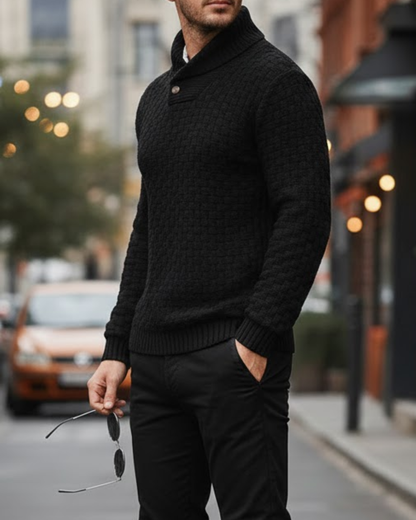 Prenda de Punto Premium con Cuello Elevado y Estructura Reforzada Para Hombre