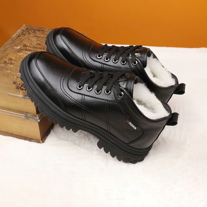 Zapatos de invierno de piel con suela de máxima adherencia para hombre