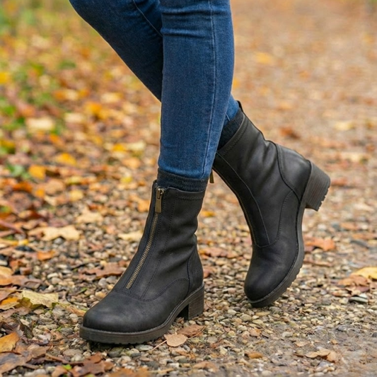 Botines de Tacón con Cremallera Frontal para Mujer®