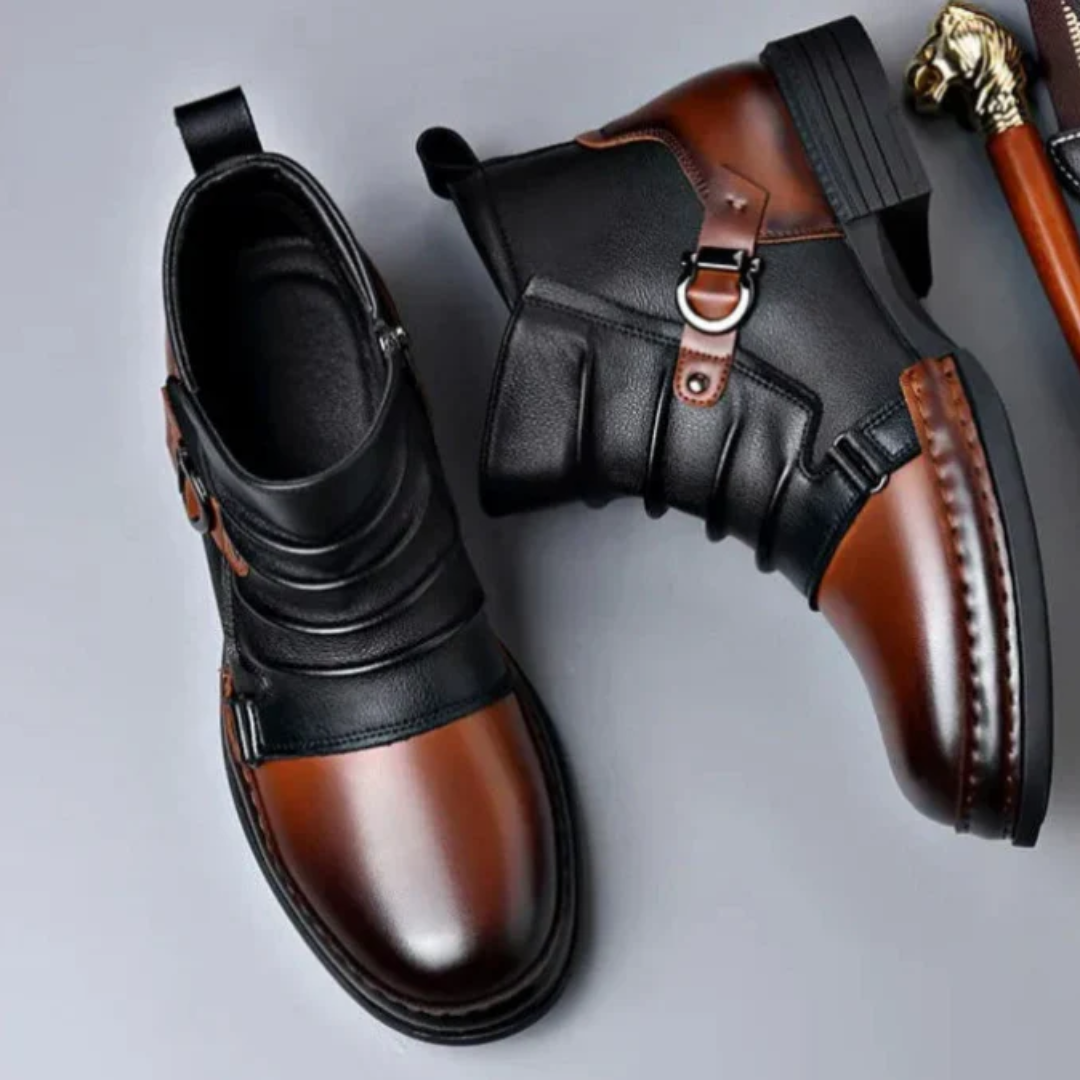 Botas de Caña Corta en Cuero Genuino para Hombre con Acabado Premium